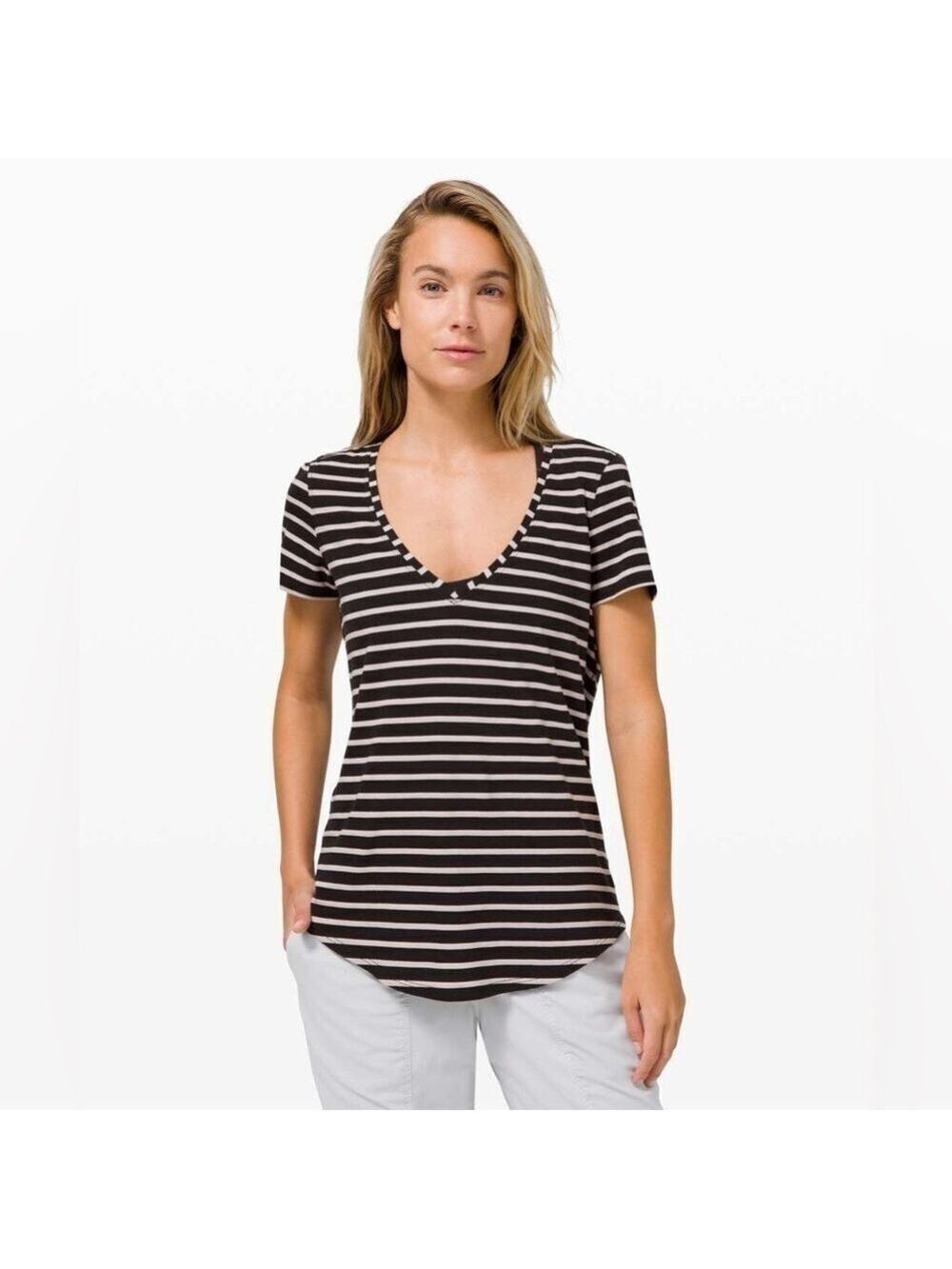 Lululemon Love Tee V in Yachtie Stripe Black Chrome
